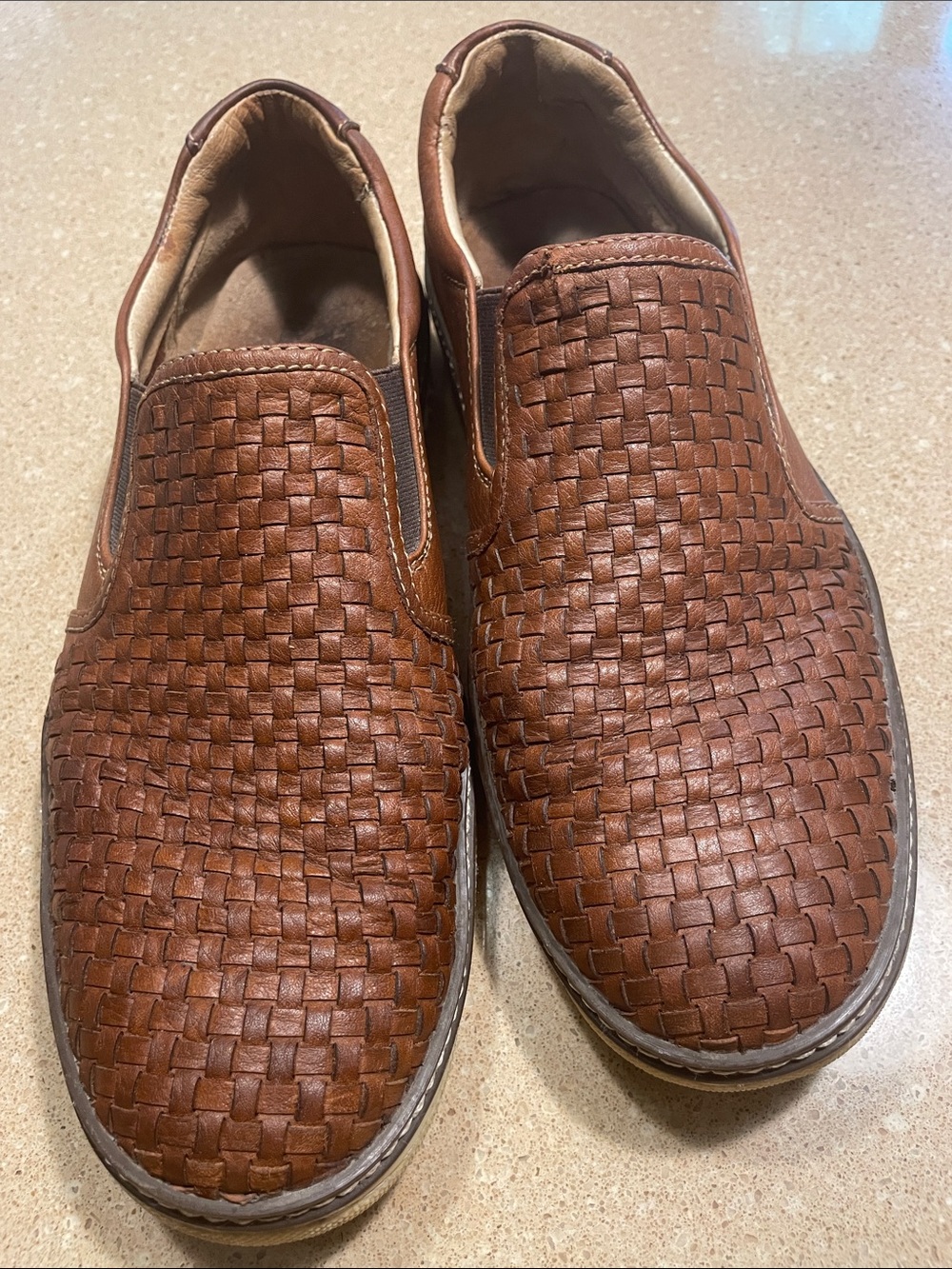 Johnston & Murphy Brown Woven Leather Slip-On Loafers